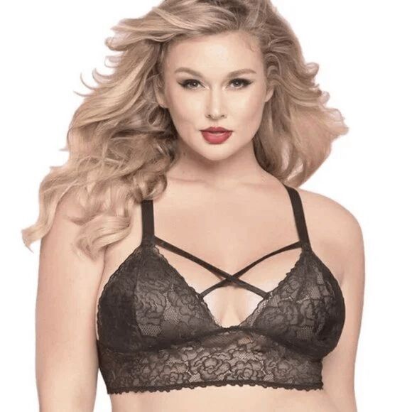 Seven Til Midnight Black Strappy Back Lace Bralette 1X/2X NWT - Picture 6 of 8